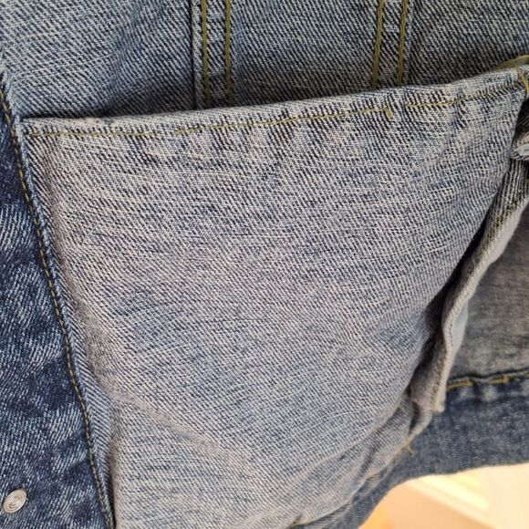 Vintage 90s Reliq Denim Trucker Jacket 100% Cotton Heavy Unisex Men's size Large - Picture 10 of 12